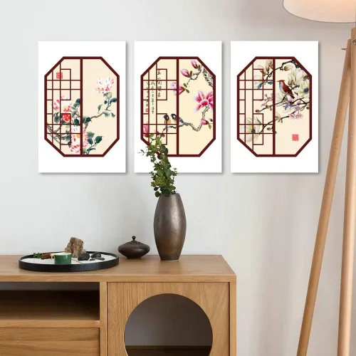 Miniatura 2 de wall26 3 paneles de lienzo para pared, cuadros de estilo chino, decoración de pared para el hogar, dormitorio, sala de estar, pinturas en lienzo