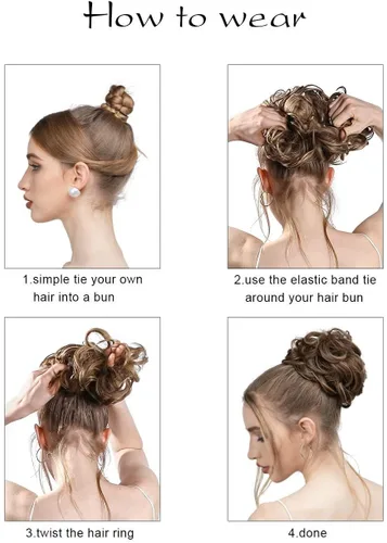 Miniatura 6 de SARLA 2 piezas de cabello desordenado color burdeos, onduladas, rizadas, sintéticas, coleteros falsos, extensiones de cola de caballo para mujeres