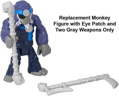 Miniatura 2 de Fisher-Price Pieza de repuesto Imaginext Gorilla Fortress Playset – HML57 – GYX00 ~ Figura de mono posable de repuesto con parche en el ojo y dos