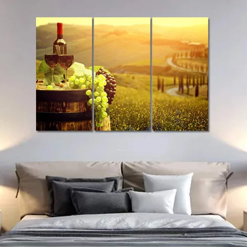 Miniatura 37 de Obra de arte para paredes del hogar, 3 paneles de letras de vino tinto, pinturas de corcho, impresiones HD, arte de pared de corcho de vino sobre