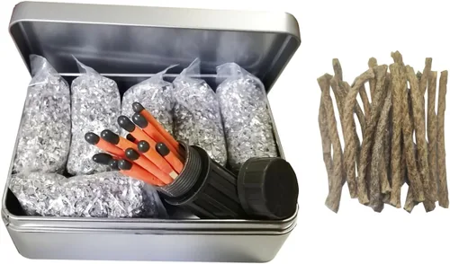 Miniatura 9 de Kit de iniciación de fuego, paquetes de afeitado de magnesio 6/8 + 20/40 resistentes al agua y a prueba de viento Ferro Rod Striker - Kit
