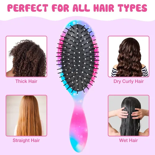 Miniatura 4 de Cepillo de pelo para niñas y niños pequeños, cepillo desenredante para cabello rizado y grueso, sin dolor, peine para niñas y mujeres, unicornio