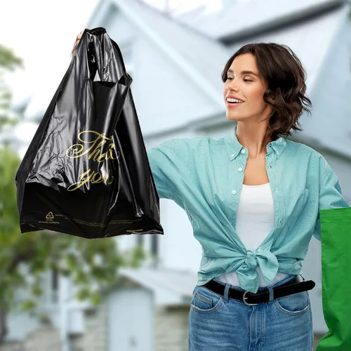 Miniatura 4 de Zonon 200 bolsas de plástico de agradecimiento de 3 tamaños de grosor, 2 mil, bolsas para camisetas de compras con asa para vendedores minoristas