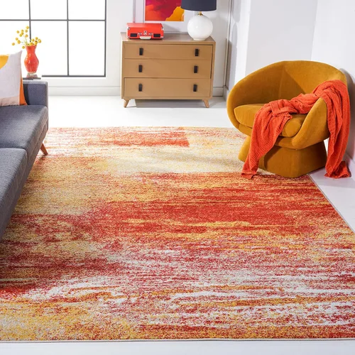 Miniatura 79 de SAFAVIEH, colección Adirondack - Alfombra de 6 x 9 pies, plateada/multicolor, abstracta, moderna, no desprende pelo, de fácil cuidado, para zonas