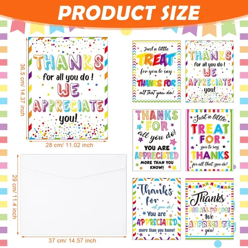 Miniatura 2 de Teling Paquete de 6 Tarjetas de Agradecimiento Muy Grandes con Sobre Tarjetas de Felicitación Jumbo de Apreciación Tarjetas de Agradecimiento