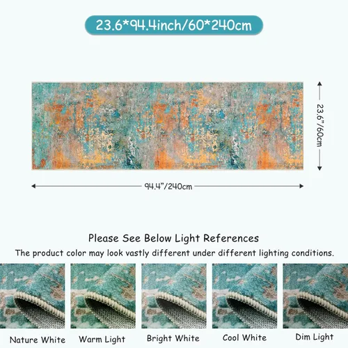 Miniatura 2 de Lahome Alfombra Abstracta Moderna - Alfombra de Pasillo Colorida de 2x8 Pies, Antideslizante Lavable, Alfombra de Baño, Alfombra de Entrada