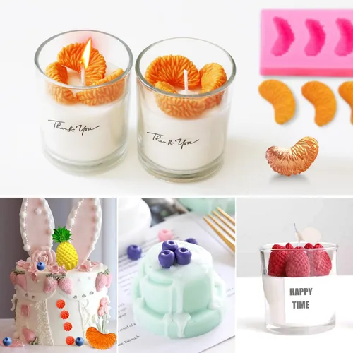 Miniatura 3 de Moldes para velas de fondant de frutas, moldes de silicona para aperitivos, moldes de comida de gomitas de chocolate con formas 3D de naranja