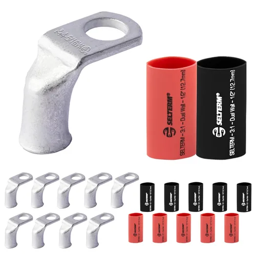 Miniatura 198 de SELTERM 5 piezas terminales de cable de cobre estañado 1/0 AWG perno de 1/2", extremos de cable de batería, terminales de anillo, conectores