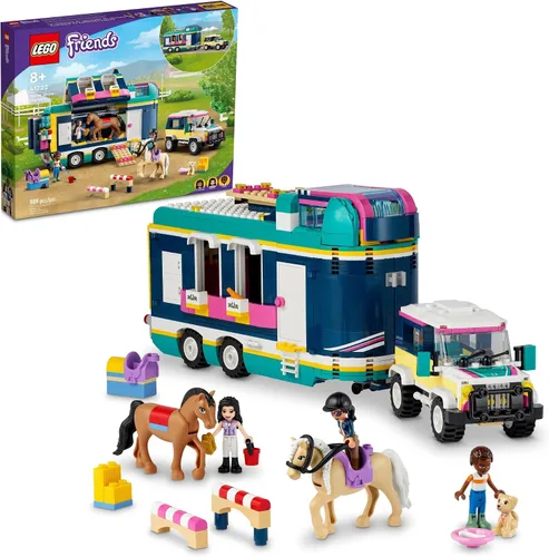 LEGO Friends Remolque de Espectáculo Ecuestre 41722, juguete de caballo para niñas y niños de 8 años en adelante con 2 caballos, coche SUV y