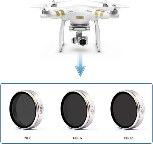 Miniatura 6 de Paquete de 3 filtros de lente de cámara ND4/ND8/ND16 para DJI Phantom 4 Pro/Pro+/Advance, AGC Optics, sellado contra la intemperie, filtro