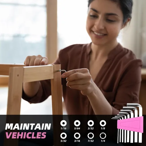 Miniatura 6 de URASISTO Juego de herramientas para el hogar de 40 piezas con caja de transporte fácil, juego de herramientas manuales básicas pequeño, perfecto Rosa