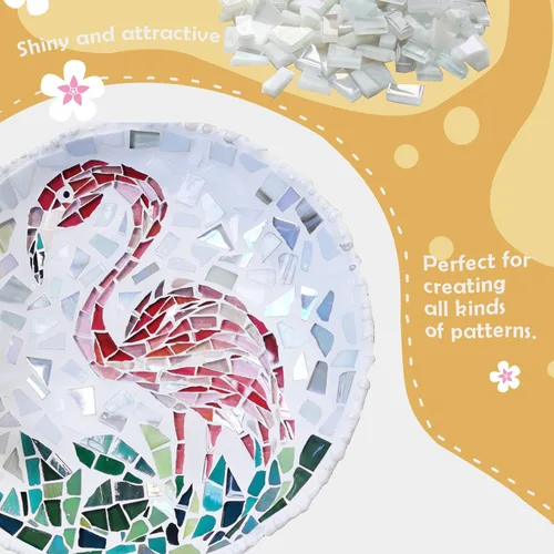 Miniatura 3 de LITMIND Azulejos de mosaico de vidrio irregulares de la serie blanca para manualidades de arte, suministros de fabricación de mosaicos de 9 onzas
