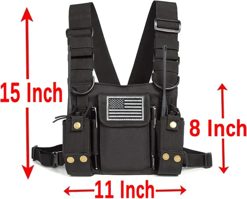 Miniatura 3 de Funda de hombro de radio para arnés de pecho, chaleco para radio bidireccional, bolsa frontal para walkie talkie con bolsas frontales para Kenwood