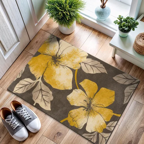Miniatura 18 de CAMILSON Solana - Alfombra moderna con diseño floral de 2 x 3 pies, antideslizante y parte trasera de goma, negro - flores grises, alfombra