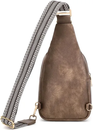 Miniatura 6 de WSRYDLDJ - Cangurera pequeña de cuero para mujer, cangurera cruzada de cuero, bolsa de pecho para mujer