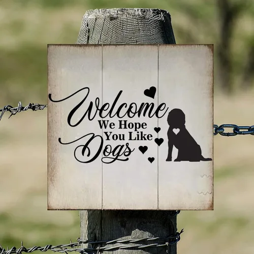 Miniatura 4 de Welcome We Hope You Like American Bully Dog - Letrero de madera clásico para pared, decoración de madera para el hogar, casa de campo, placa