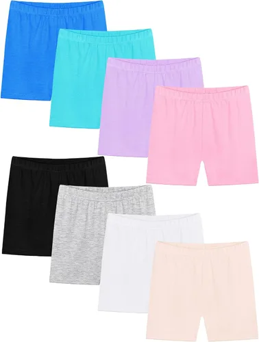 Resinta - Paquete de 8 pantalones cortos de baile negros para niñas, transpirables y seguros, 8 colores, Negro -
