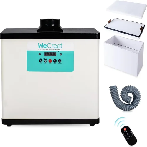 WECREAT Extractor de humos de soldadura, potente purificador de humo de succión de 200 W, bajo ruido, tasa de purificación del 99.97% con sistema de