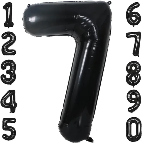 Miniatura 9 de Globos de 40 pulgadas negros con número 0 de helio, globos negros gigantes con número 0 para decoraciones de fiesta de cumpleaños, aniversario, baby
