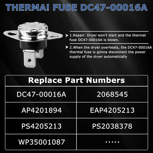 Miniatura 6 de [Actualizado] DC47-00019A Elemento calefactor para Samsung Secadora DV42H5000EW/A3 DV42H5200EP/A3 DV45H7000EW/A2 DV40J3000EW/A2 DVE50R5400V/A3
