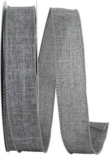Miniatura 20 de Cinta Reliant Ribbon 92573W-031-09K para borde con alambre Everyday Linen Value, 1-1/2 pulgadas x 50 yardas, color negro