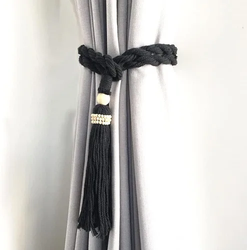 Miniatura 7 de Tenn Well Cordón de macramé negro de 0.394 pulgadas, 50 pies, cuerda de algodón gruesa torcida de 3 capas para manualidades, colgar en la pared