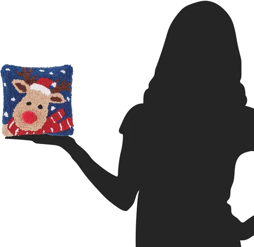 Miniatura 8 de C&F Home Sombrero de Papá Noel con gancho de Navidad pequeña y pequeña almohada decorativa de 8 x 8 pulgadas, Navidad, vacaciones de invierno, copos