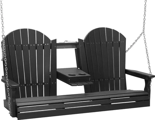 Miniatura 14 de LuxCraft Adirondack - Columpio colgante para porche delantero de 5 pies con consola abatible, asientos hasta 3, banco de columpio de patio al aire