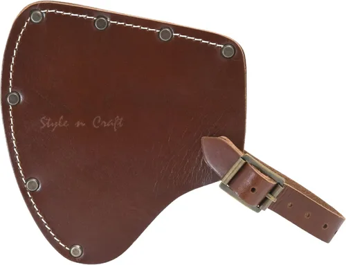 Style n Craft Funda para hacha de camper/deportista, funda de hacha de cuero de grano completo con cubierta segura Camper's con hebilla