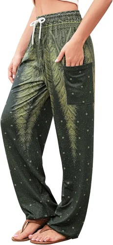 Miniatura 17 de QIANXIZHAN - Pantalones harem para mujer, pantalones palazzo hippie, joggers bohemios con bolsillos, ropa de yoga