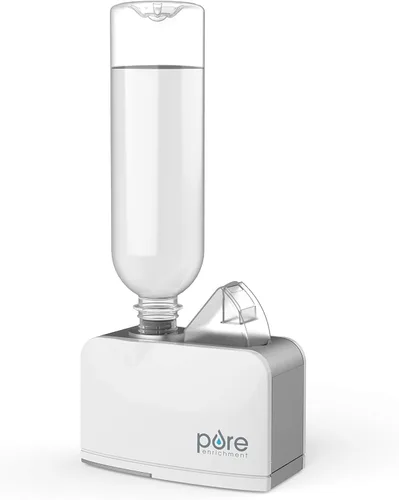 Pure Enrichment MistAire Travel - Humidificador ultrasónico de botella de agua de niebla fría con apagado automático, luz ambiental, pierna plegable
