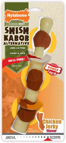Nylabone Power Chew Shish Kabob - Juguete masticable alternativo de nailon para perros, juguetes para masticadores agresivos, pollo, grande/gigante