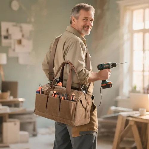 Miniatura 7 de Bolsa de herramientas resistente de 18 pulgadas con 12 bolsillos, organizador de herramientas grande con cremallera, caja de herramientas vacía