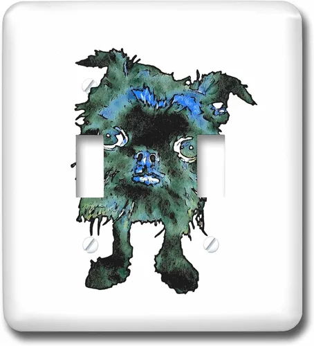 Miniatura 3 de 3dRose Friendly Hairball Monster In Blue And Green 2 plug outlet cover