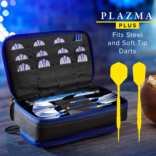 Miniatura 6 de Casemaster Plazma Plus, 3 dardos para dardos suaves y de acero con bolsillo frontal grande para dispositivos móviles, tubo de almacenamiento Borde