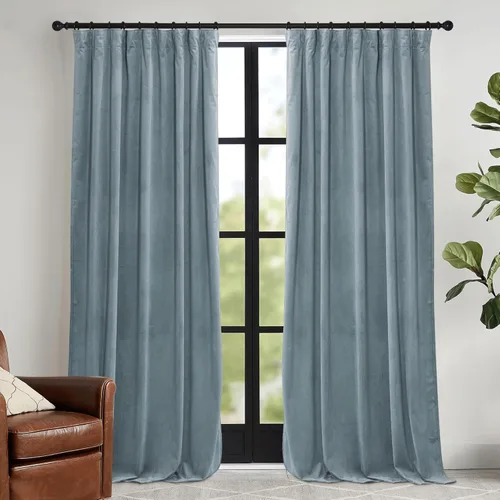 Miniatura 9 de RYB HOME Cortinas elegantes de terciopelo verde de 108 pulgadas de largo, bloqueo de luz, aislamiento térmico, elegantes cortinas de terciopelo