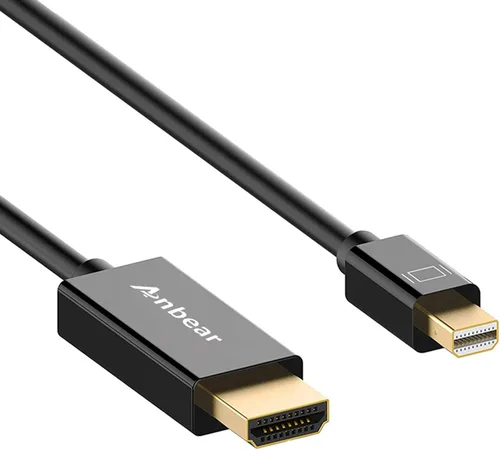 Mini DisplayPort a HDMI de 6 pies, mini puerto de pantalla chapado en oro (puerto ThunderboltTM) a HDMI HDTV macho a macho adaptador compatible con