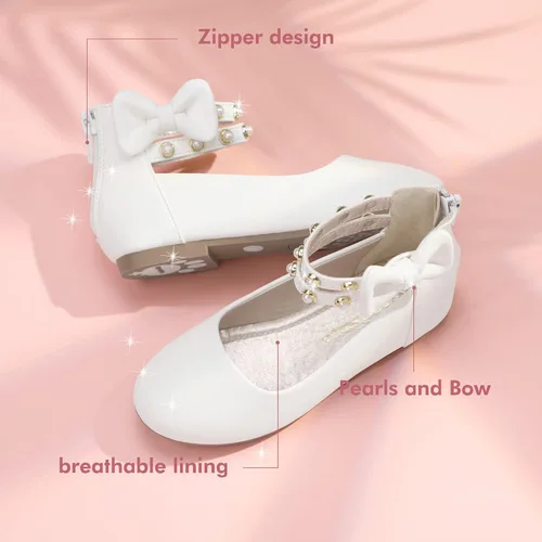 Miniatura 5 de PANDANINJIA Jessica Pearl Bow Ballet Flats Zapatos Doble Tobillo Correa Vestido Bailarina Plana Mary Jane