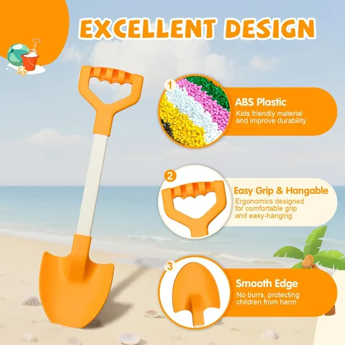 Miniatura 3 de Palas de playa de arena largas de 20 pulgadas para niños, palas de plástico resistente de verano, cucharas para arena, palas, juguete para caja