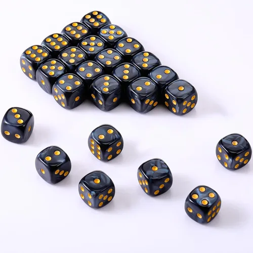 Miniatura 3 de TecUnite Juego de 25 dados poliédricos de 6 lados con bolsa negra compatible con actividades de tabla, fiestas, aprendizaje de matemáticas y otros