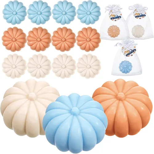 Maxcheck 12 juegos de calabazas de otoño para baby shower, regalos de fiesta de jabón, incluye etiquetas temáticas de jabón de calabaza, bolsa de