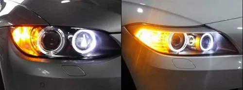 Miniatura 8 de iJDMTOY Bombillas LED 21-SMD PY24W 5200s de color amarillo ámbar sin errores compatibles con luces direccionales delanteras BMW, compatibles con BMW