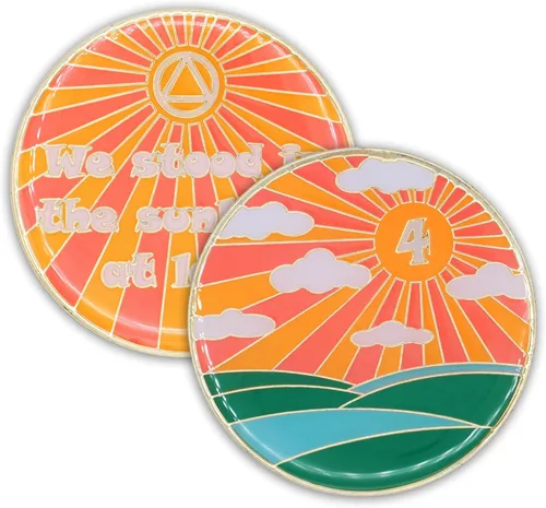 Miniatura 17 de Chip de sobriedad de 10 años, símbolo de afirmación de regalo de recuperación de monedas AA Sunlight of The Spirit Medallón chapado en oro que