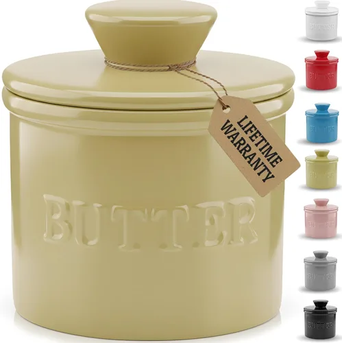 Miniatura 10 de PriorityChef Mantequillera Francesa con Tapa, Mantiene la Mantequilla Untable y Fresca, Recipiente para Mantequilla para Dejar en la Encimera, Plato