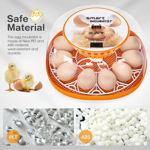 Miniatura 5 de Incubadora de 12 huevos con giro automático de huevos y control de temperatura, adición automática de agua, vela LED de huevos, incubadoras