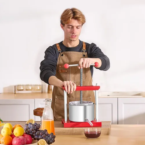 Miniatura 8 de VEVOR Prensa de vino de frutas de 0.8 galones/3L, 2 barriles de acero inoxidable, exprimidor manual, prensa para hacer sidra, manzana, uva, tintura