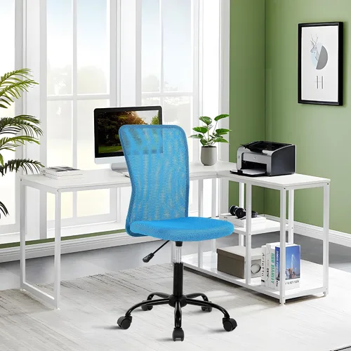 Miniatura 13 de Silla de oficina sin brazos, silla de oficina ergonómica de malla con respaldo alto con soporte lumbar, sillas de computadora, silla con ruedas