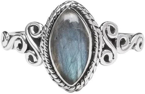 Miniatura 23 de Anillo de plata de ley 925 con piedras preciosas para mujeres y niñas, hecho a mano, anillo de promesa de piedras preciosas naturales, regalo