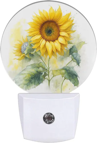 Miniatura 13 de Luz nocturna de gato blanco, flores moradas enchufables con sensor de atardecer a amanecer para dormitorio, baño y sala de estar, lámpara apta