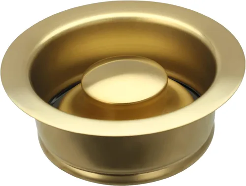 Akicon Tapón de brida de eliminación de basura con acabado dorado de latón para fregadero de cocina, borde de desecho, ajuste de orificio de drenaje